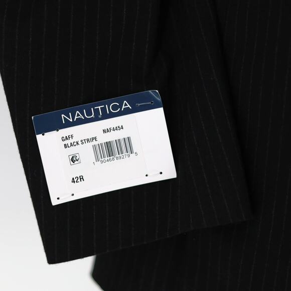 Nautica Men's Black Stripe Stretch Gaff Formal Modern-Fit Suit Blazer Size 42R - Picture 7 of 7